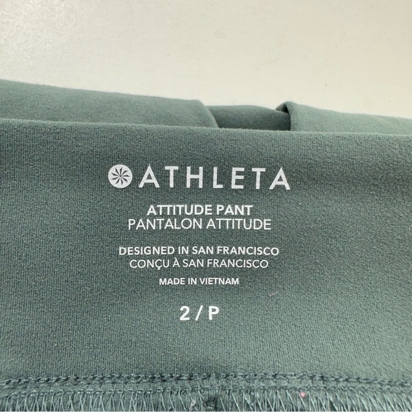 Athleta Attitude Pants Womens 2/P Army Green Ruched Lightweight Pull On - Picture 3 of 7